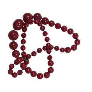 Dark Red Fused Bead Necklace Vintage